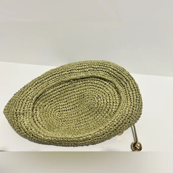 Madewell The Camren Straw Bag with Leather Trim in Sagebrush with gold charms - Picture 10 of 16